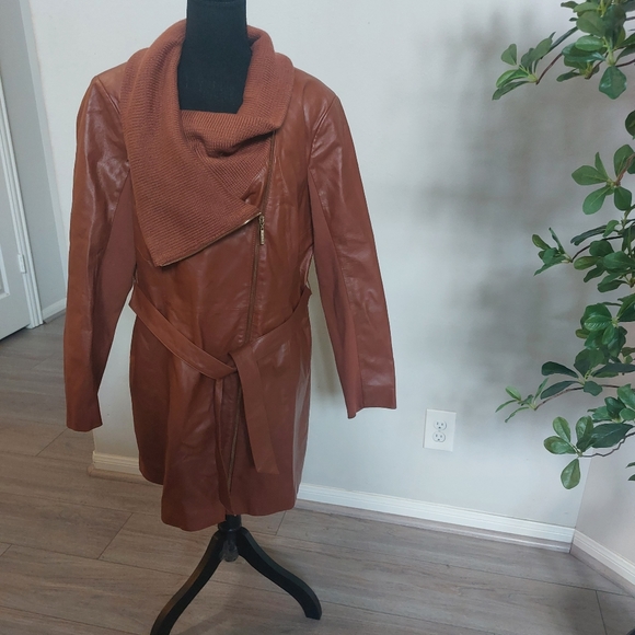 IMAN Women's Rust Brown Genuine Leather Jacket Size XL